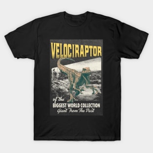 Velociraptor Retro Art - The Biggest World Collection / Giant From The Past T-Shirt